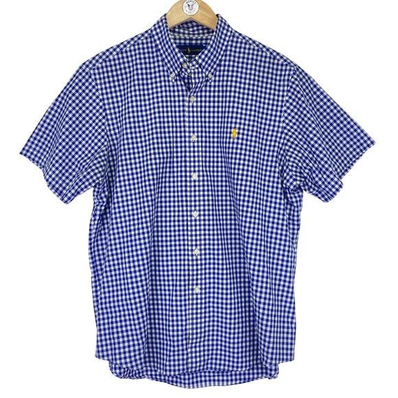Ralph Lauren Other - Ralph Lauren Blue Gingham Short Sleeve Button Down Oxford Shirt Mens XL Preppy